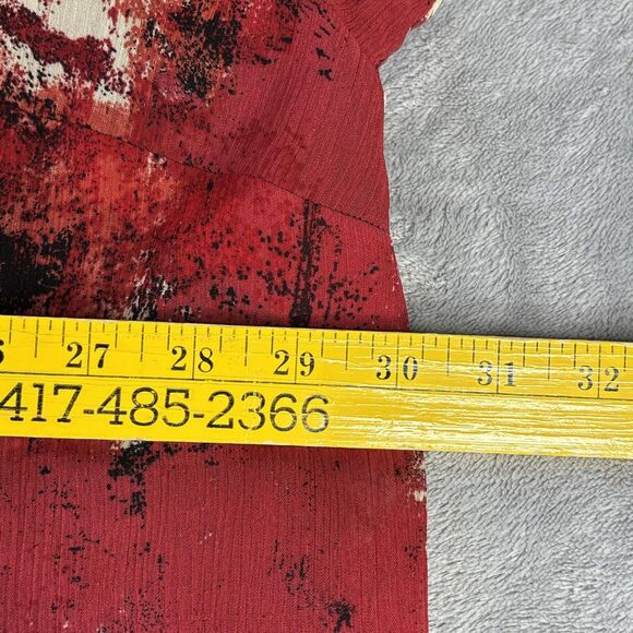 Catherines Shirt Womens 4X Red Black Abstract Asymmetrical Hem Chiffon Tunic - Picture 7 of 11